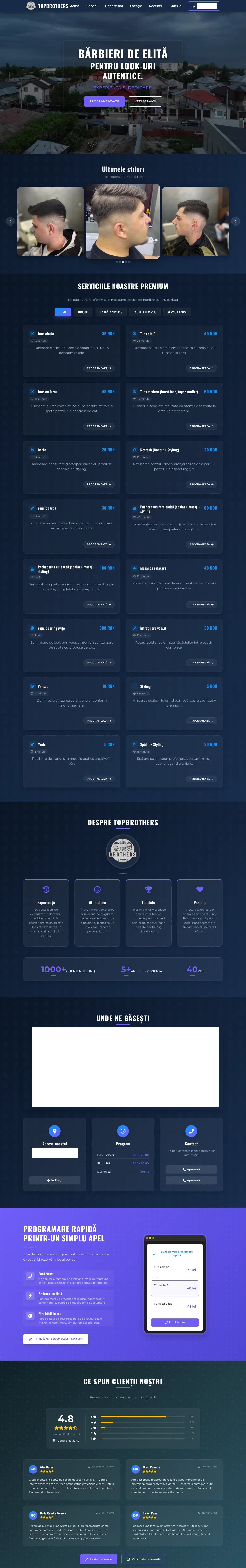 Site de prezentare pentru frizerie de bărbați