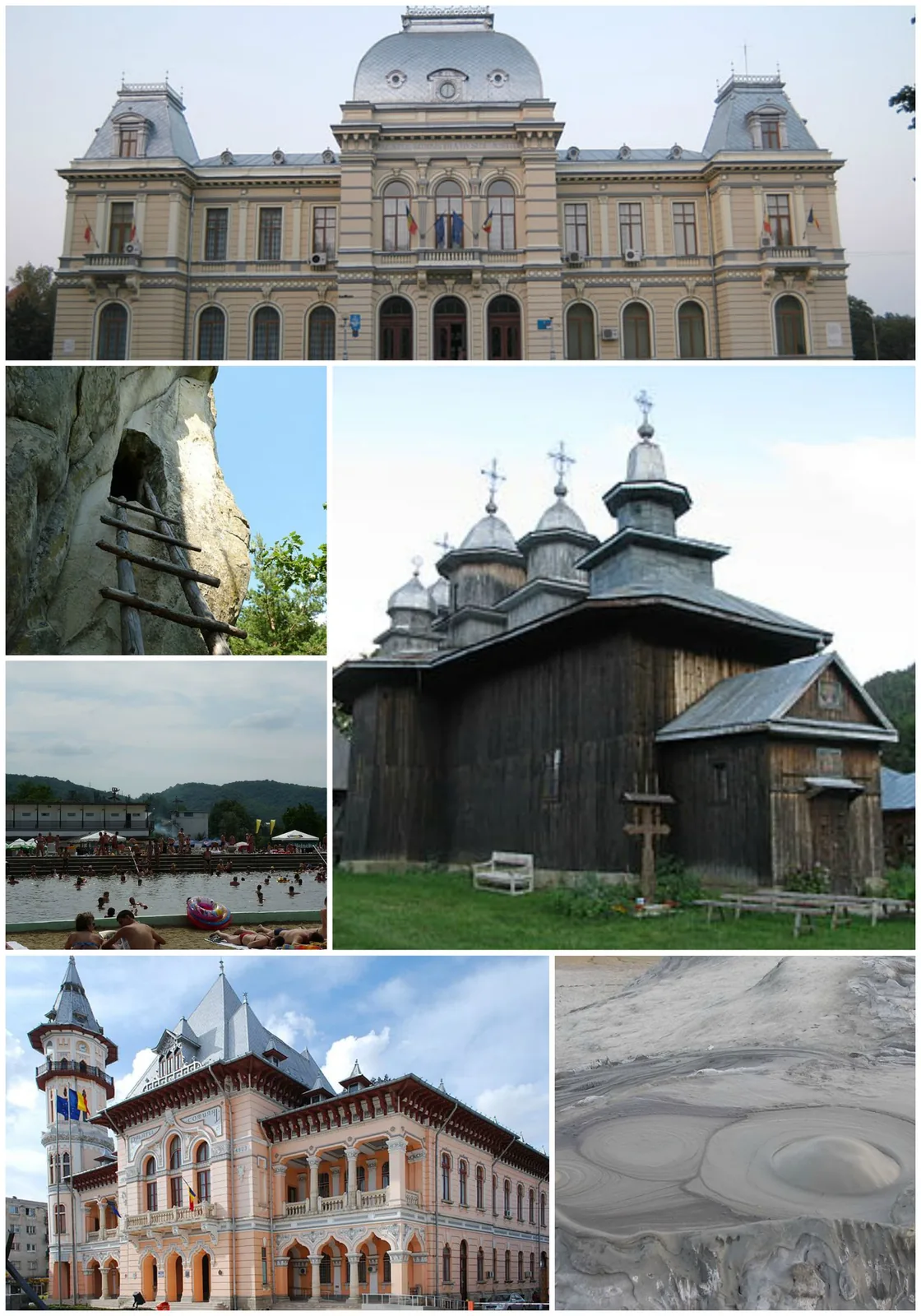 Colaj cu peisaje și monumente din județul Buzău